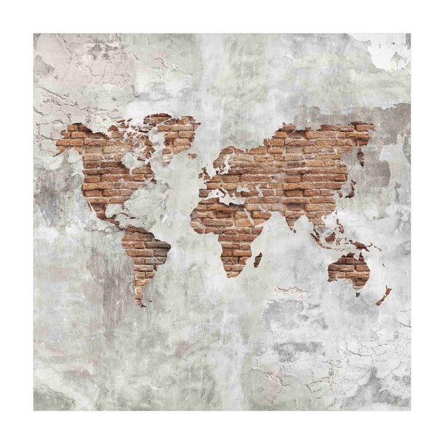 modern area rugs Shabby Concrete Brick World Map