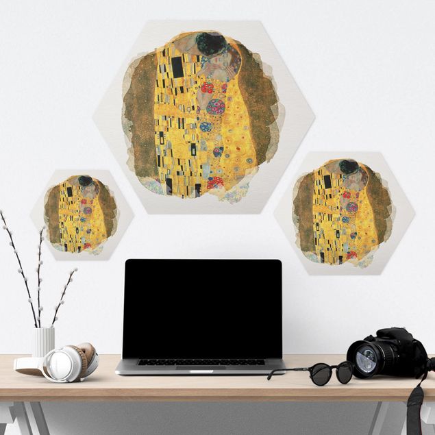 Hexagonal prints WaterColours - Gustav Klimt - The Kiss