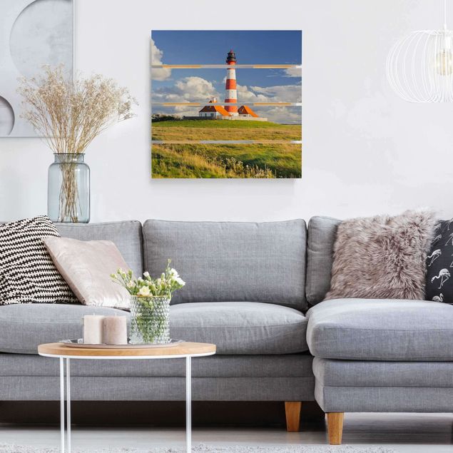 Wood prints beach Lighthouse In Schleswig-Holstein