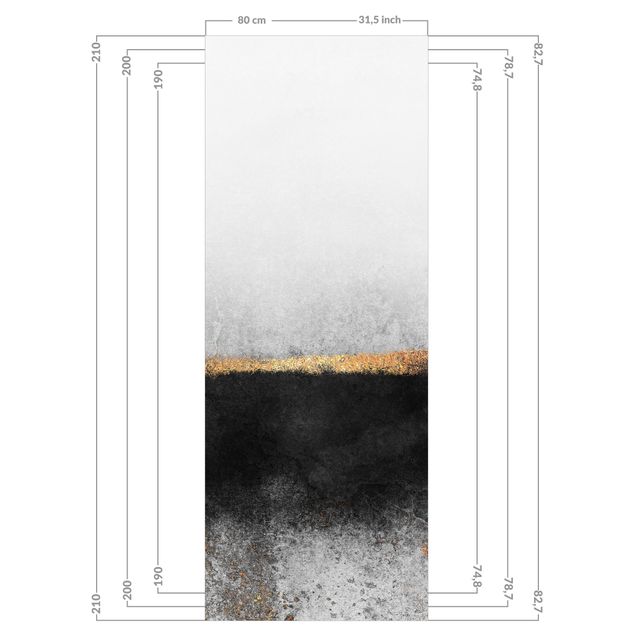 Shower wall cladding - Abstract Golden Horizon Black And White