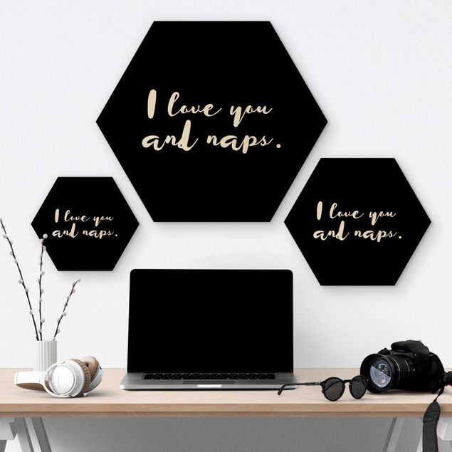 Wooden hexagon - I Love You. And Naps