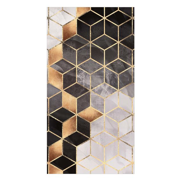 Shower wall cladding - Black And White Golden Geometry