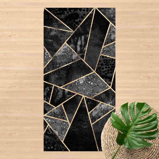 Outdoor rugs Gray Triangles Gold