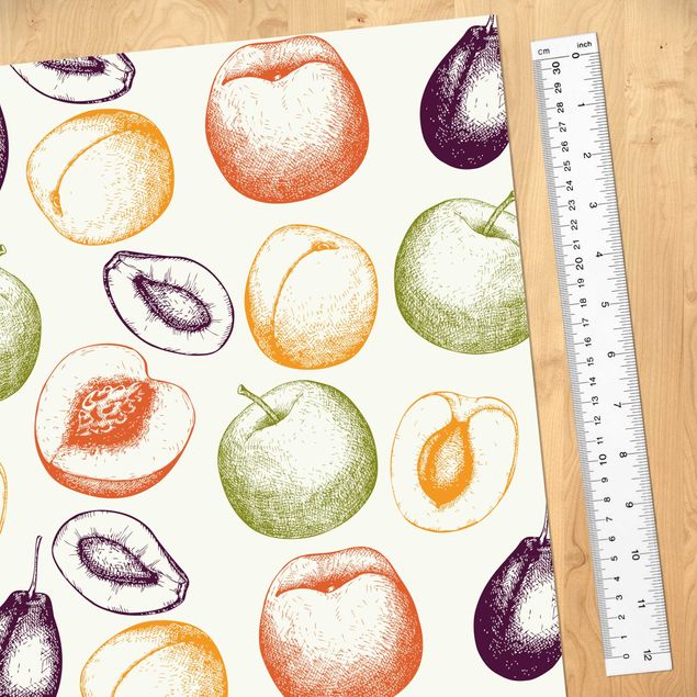 Adhesive films Hand Drawn Fruit Kitchen Pattern