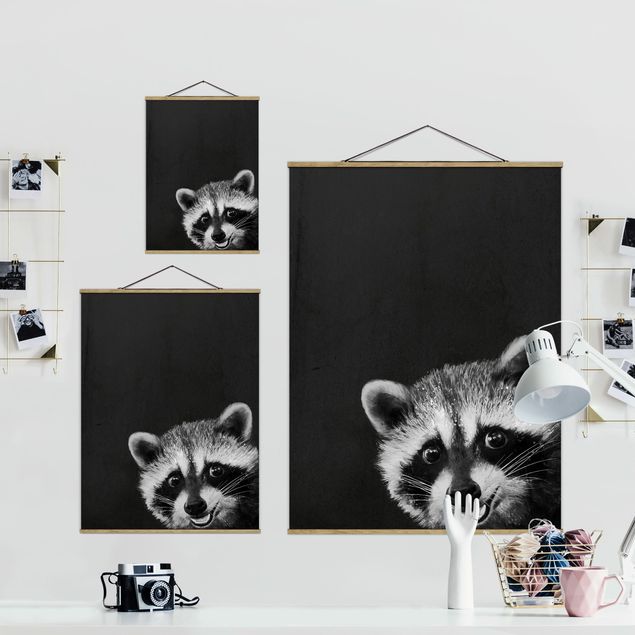 Black and white art Illustration Racoon Black And White Painting