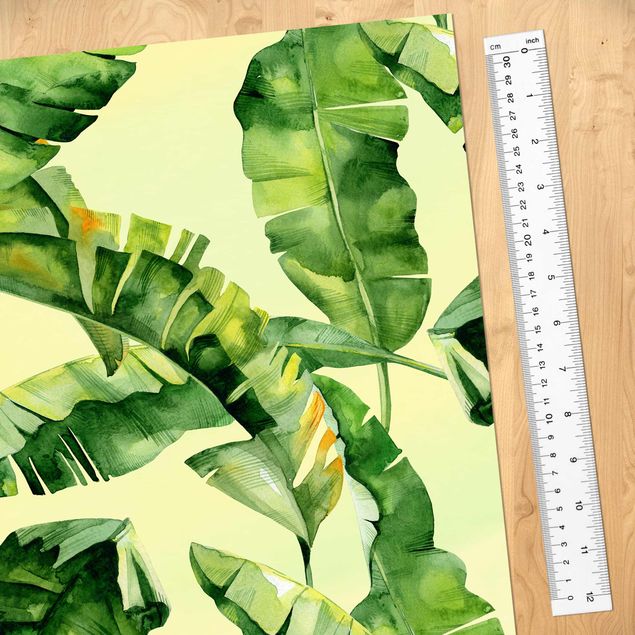 Adhesive films green Banana Leaves Watercolour