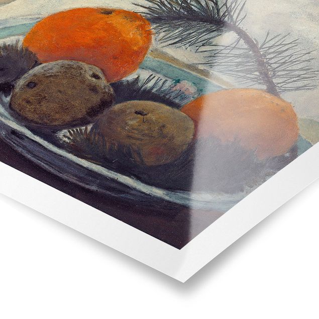 Prints modern Paula Modersohn-Becker - Still Life with frosted Glass Mug, Apples and Pine Branch