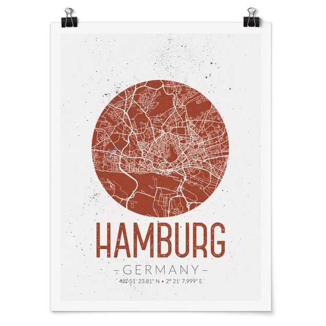 Prints quotes Hamburg City Map - Retro