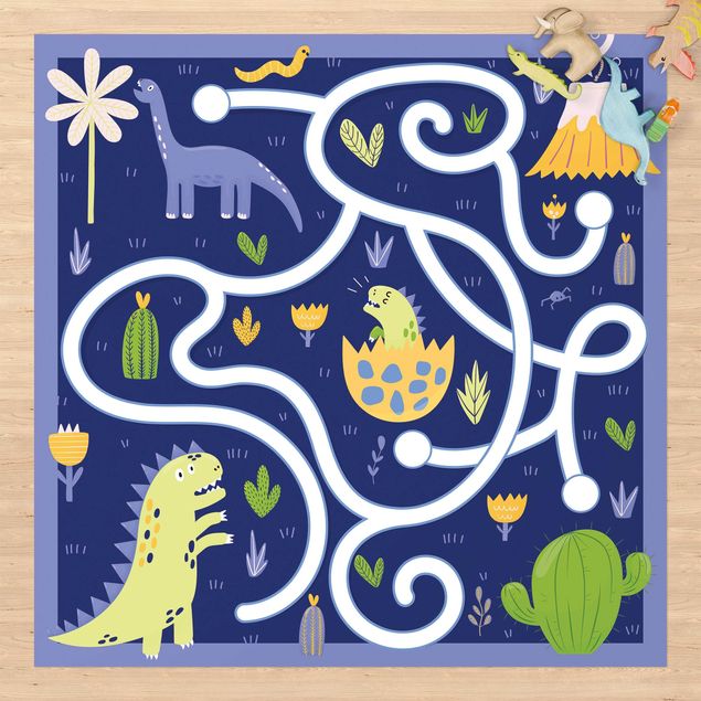 outdoor patio rugs Playoom Mat Dinosaurs - Dino Mom Looking For Her Baby