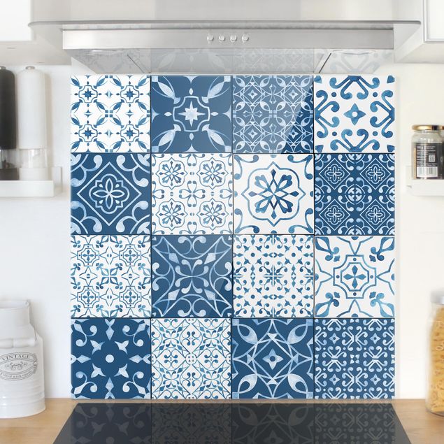 Kitchen Tile Pattern Mix Blue White