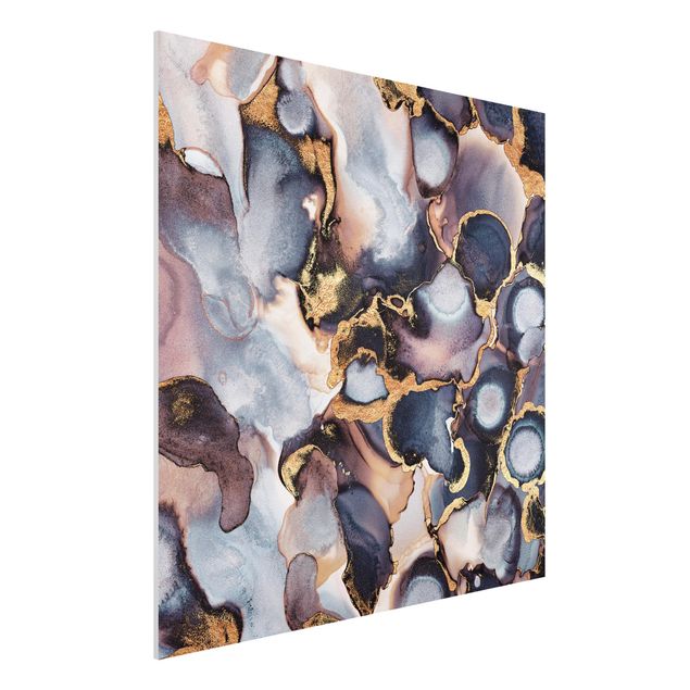 Art prints Marble Watercolour With Gold