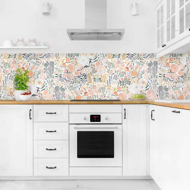 Kitchen Sea of Flowers In Apricot Pink