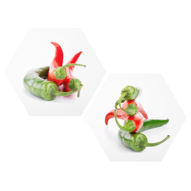 Green canvas wall art Red and green peppers