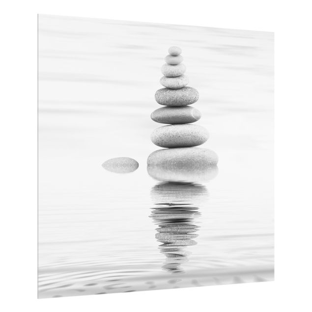 Glass splashback art print Stone Tower In The Water Black And White