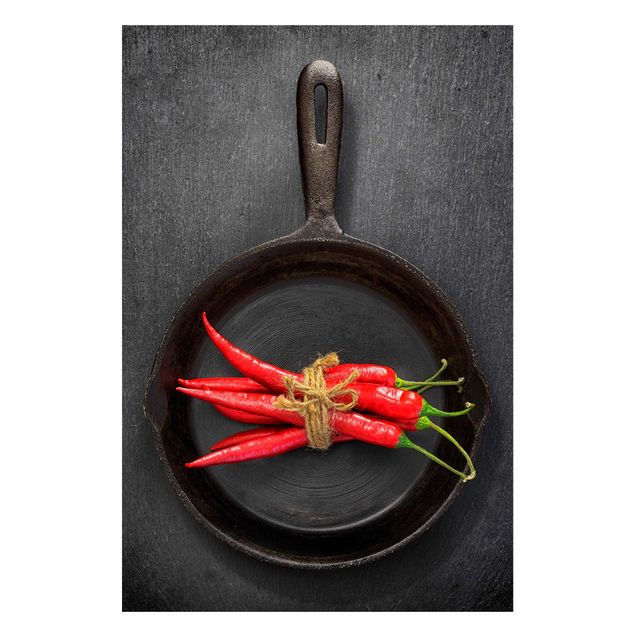 Art prints Red Chili Bundles In Pan On Slate