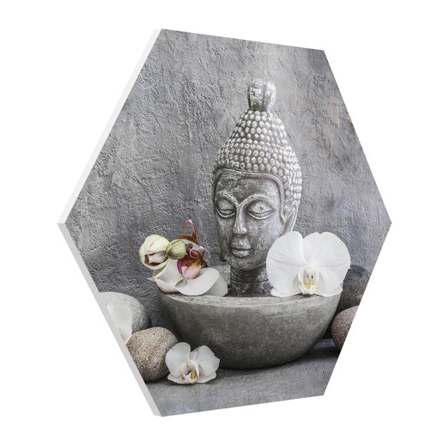 Prints modern Zen Buddha, Orchids And Stones