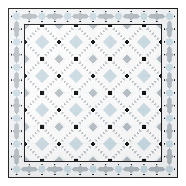 Glass splashback Geometrical Tiles Ikat Blue With Border