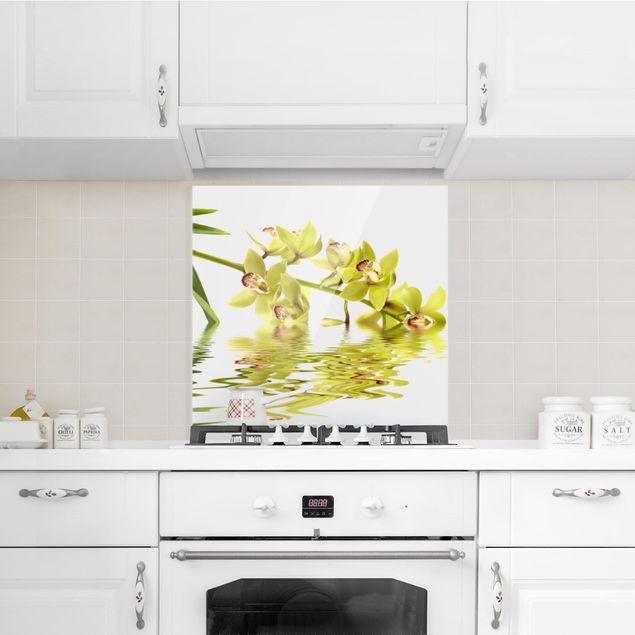 Glass splashback kitchen flower Elegant Orchid Waters