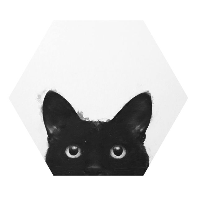 Modern art prints Illustration Black Cat On White Painting