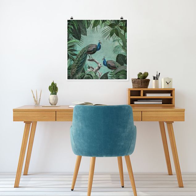 Art posters Shabby Chic Collage - Noble Peacock