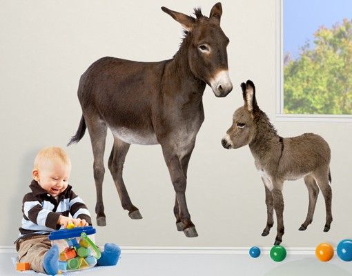 Horse wall art stickers No.721 The Donkey Family