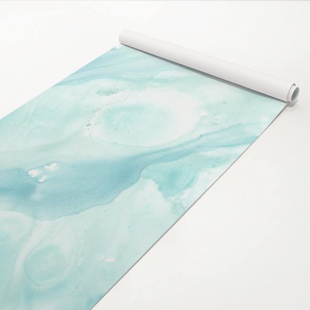 Adhesive films turquoise Emulsion In White And Turquoise I