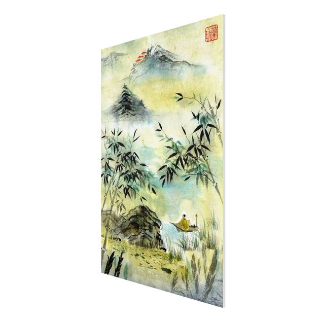 Mountain prints Japanese Watercolour Drawing Bamboo Forest