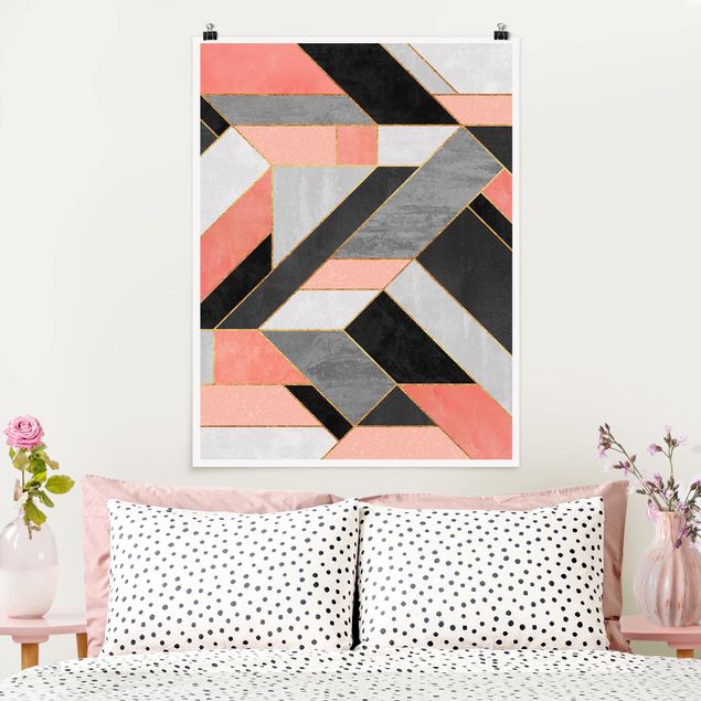 Canvas art Geometry Pink And Gold