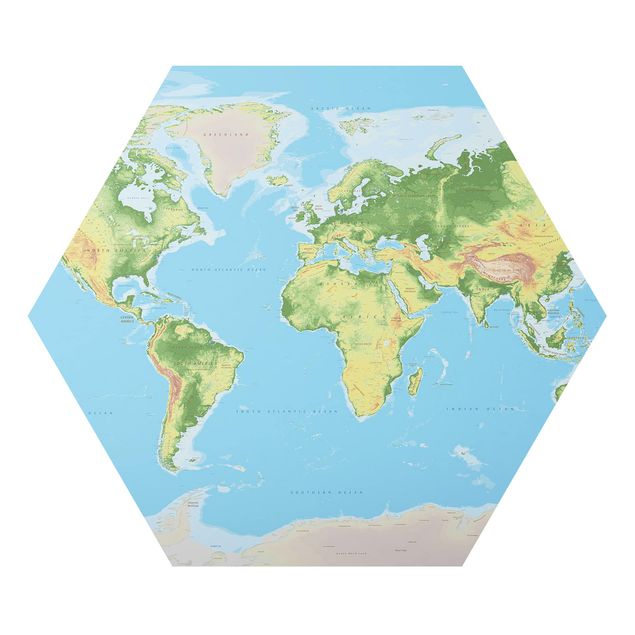 Prints Physical World Map