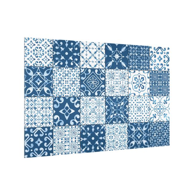 Glass splashback patterns Tile Pattern Mix Blue White