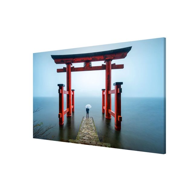 Asian prints Red Torii At Lake Ashi