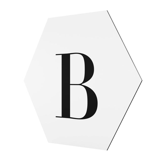 Hexagon photo prints Letter Serif White B