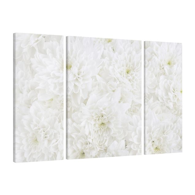 Prints modern Dahlias Sea Of Flowers White