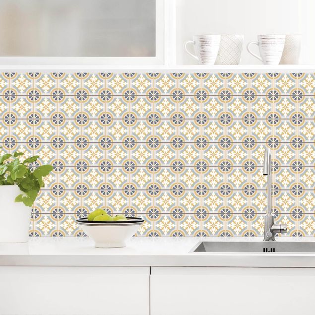 Kitchen Morrocan Tiles In Blue And Ochre