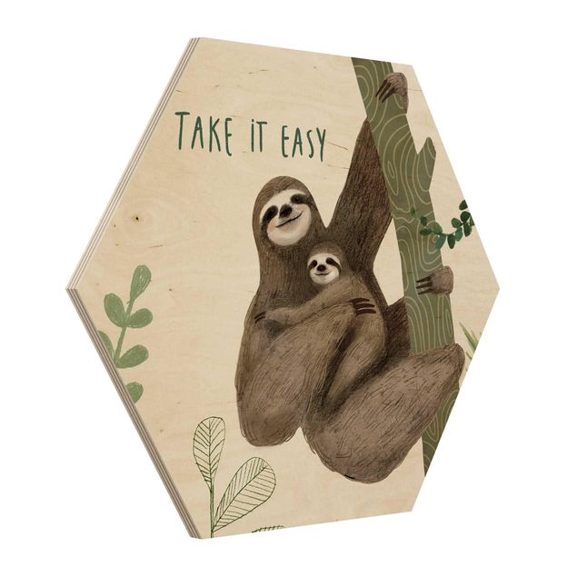 Wood photo prints Sloth Sayings - Easy