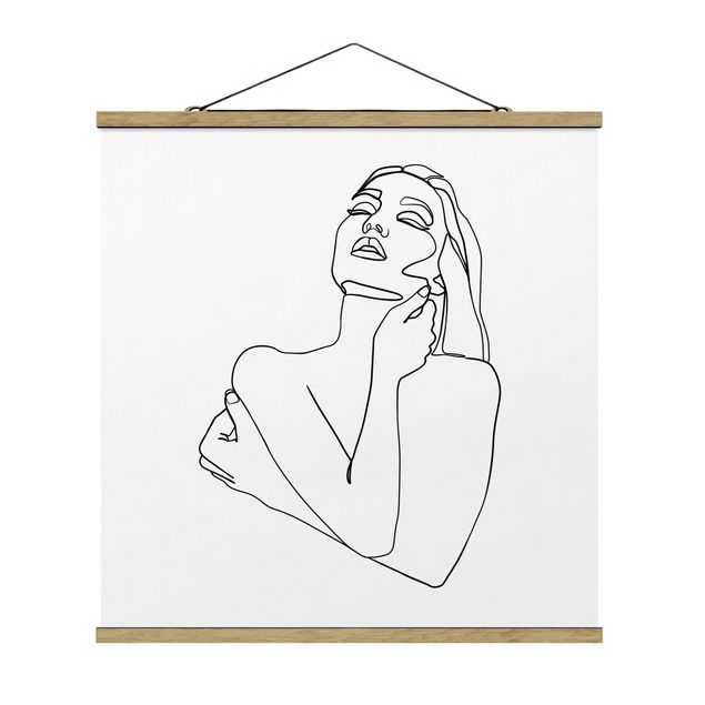 Abstract canvas wall art Line Art Woman Torso Black And White