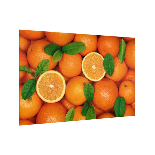 Glass splashback kitchen Juicy Oranges
