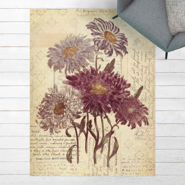 outdoor patio rugs Vintage Flowers With Handwriting