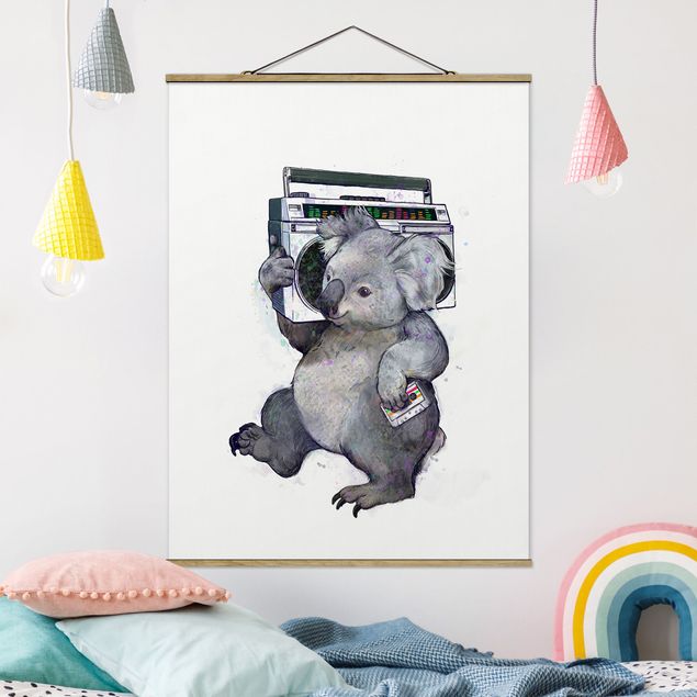 Kitchen Illustration Koala With Radio Painting