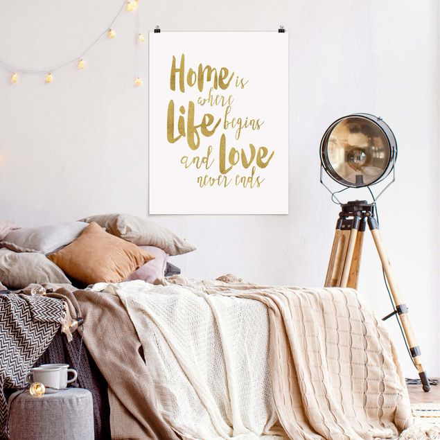 Posters art print Home Is Where Life Begins Gold