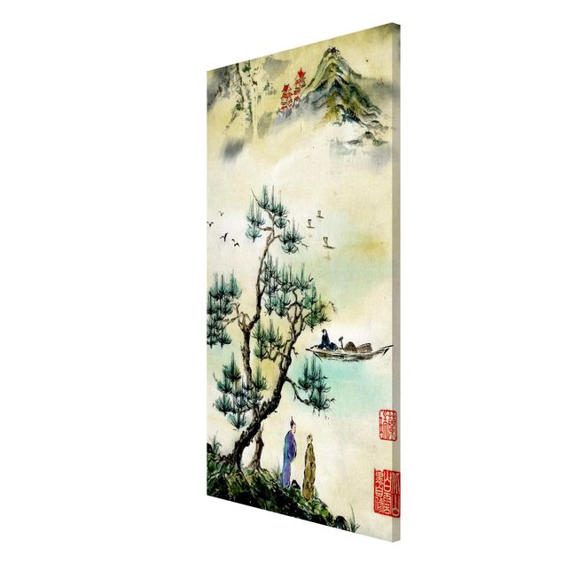 Mountain prints Japanese Watercolour Drawing Pine And Mountain Village