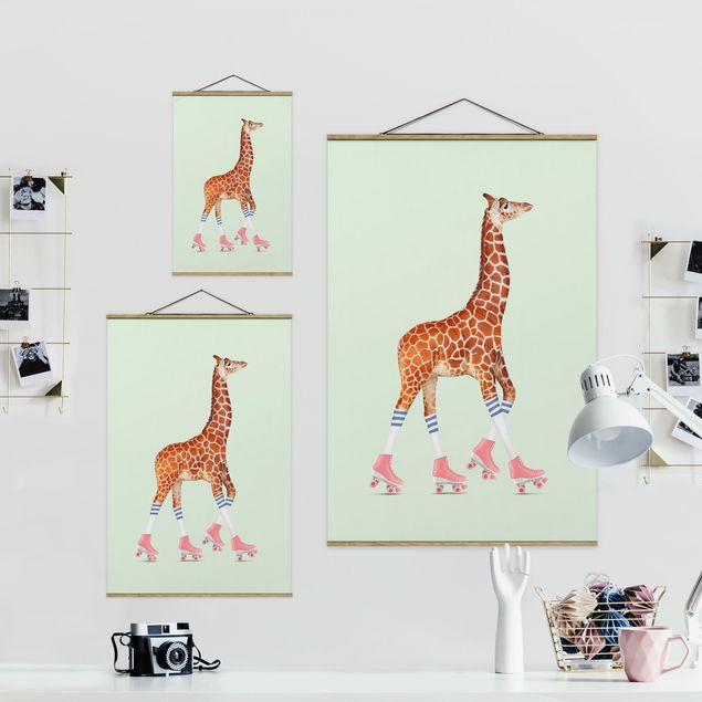 Prints modern Giraffe With Roller Skates