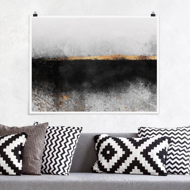 Canvas art Abstract Golden Horizon Black And White