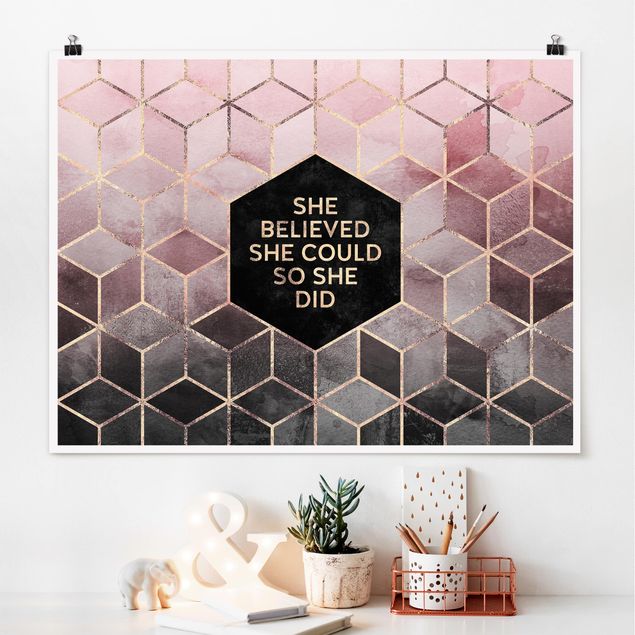 Canvas art She Believed She Could Rosé Gold