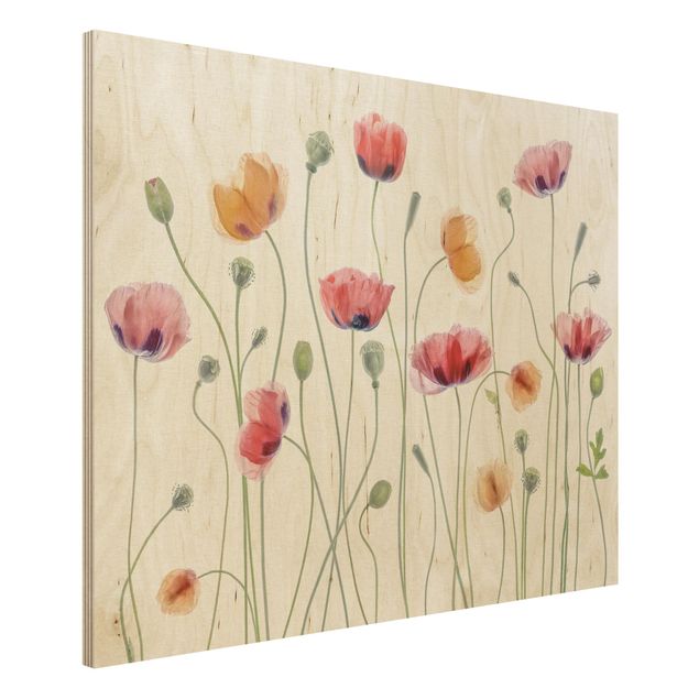 Wood prints flower Poppy Party