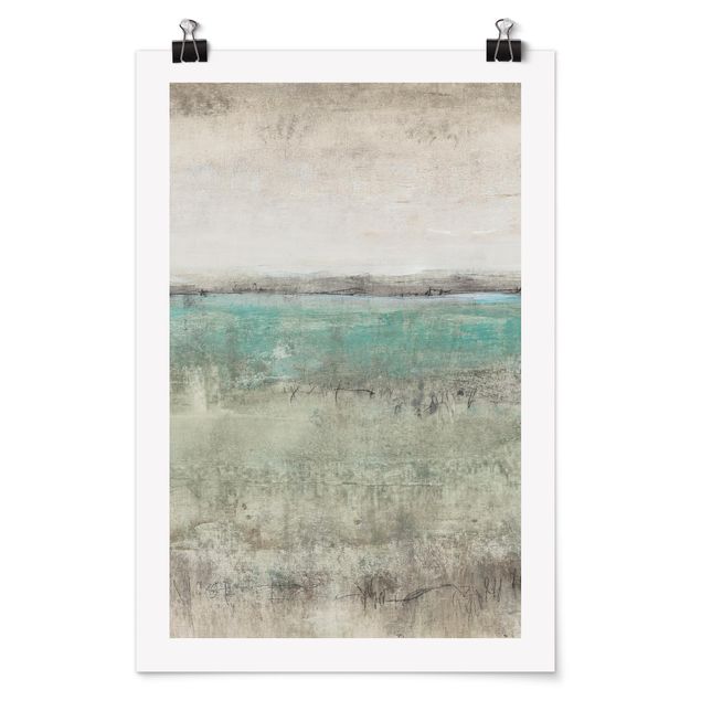 Abstract poster prints Horizon Over Turquoise I
