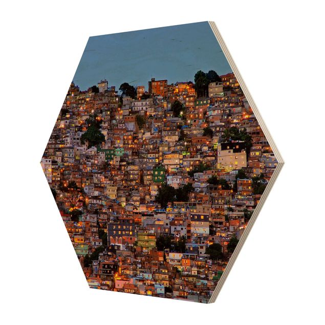 Wooden hexagon - Rio De Janeiro Favela Sunset