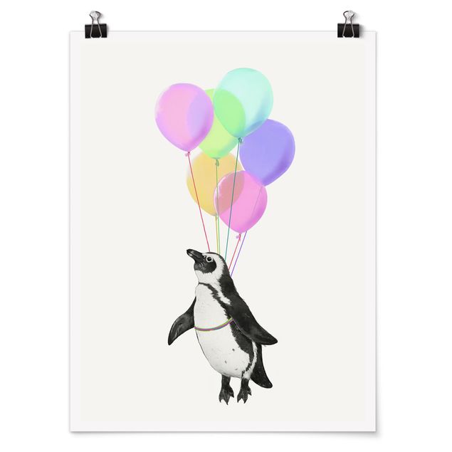 Prints animals Illustration Penguin Pastel Balloons