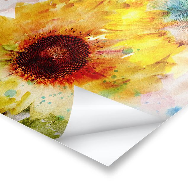 Prints Watercolour Flowers Sunflowers
