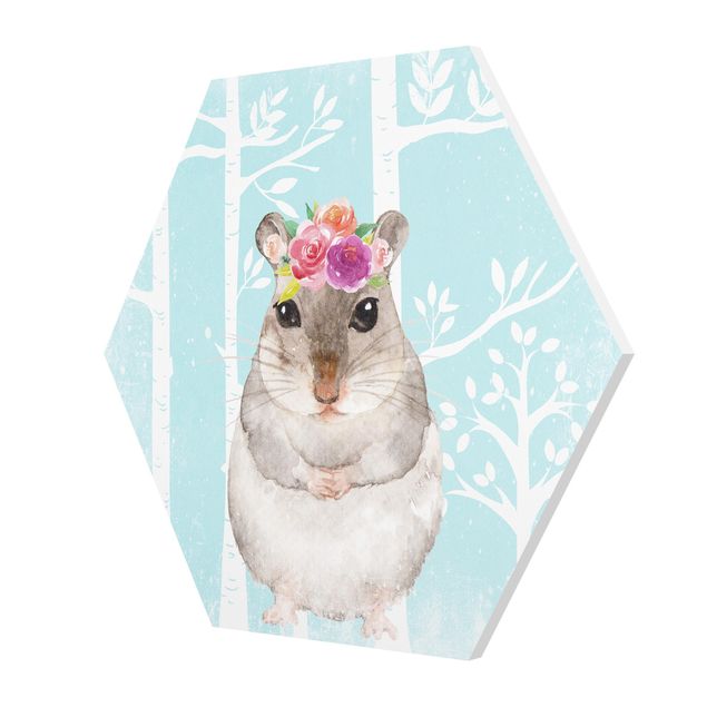 Wall art turquoise Watercolor Hamster Turquoise